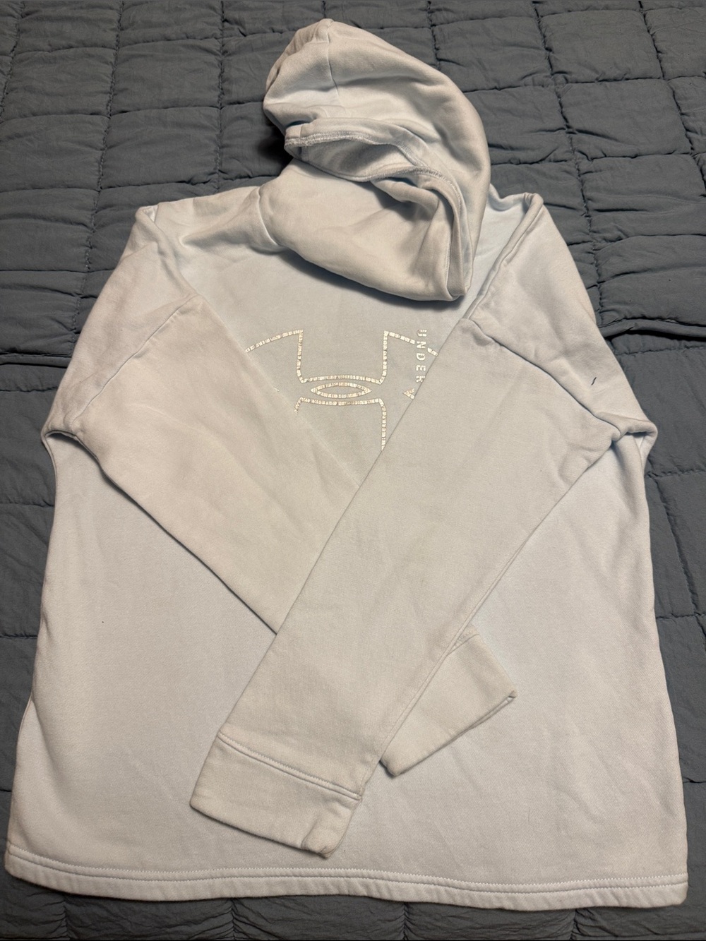 Under Armour Light Blue Pullover Hoodie with Silver Logo